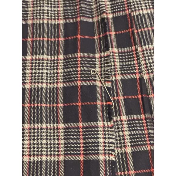 Vintage Pure New Wool Skirt Pleated UK Green Navy Blue Plaid UK 10 USA Size 12 - Picture 3 of 7